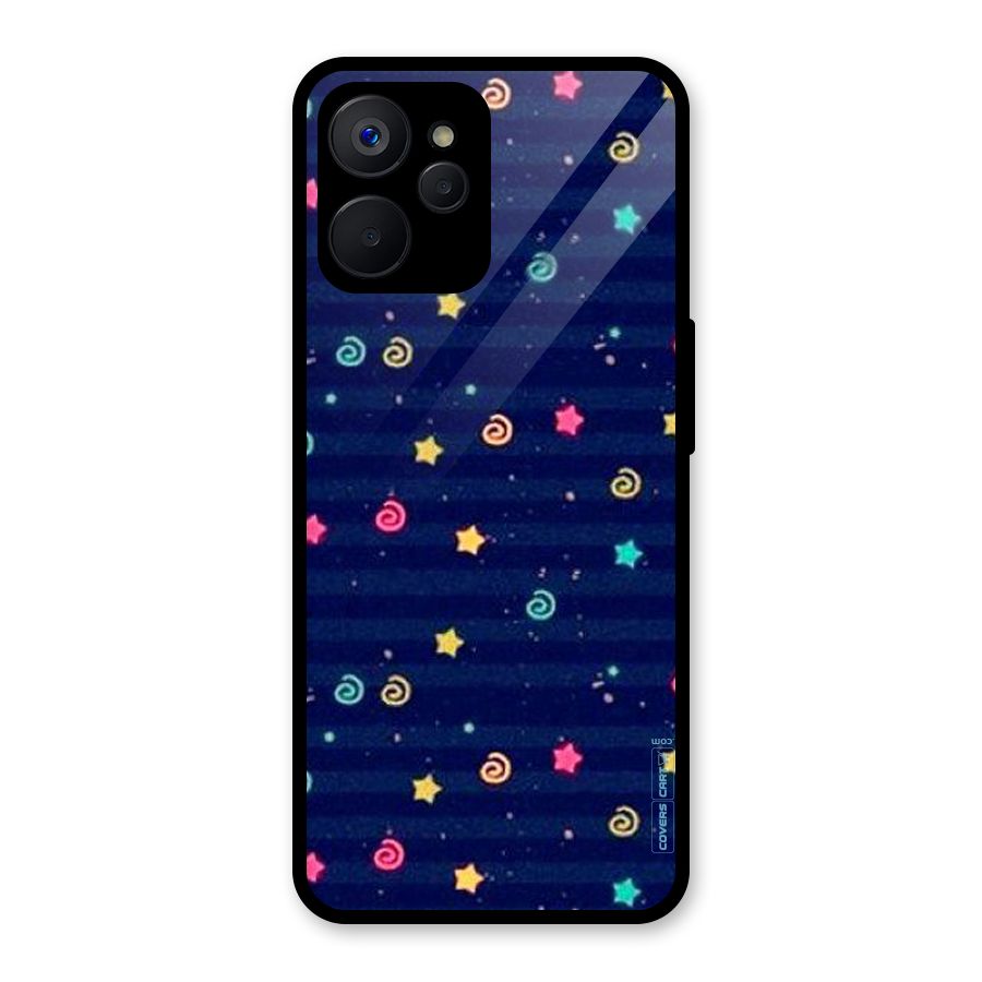 Cute Stars Design Glass Back Case for Realme 9i 5G