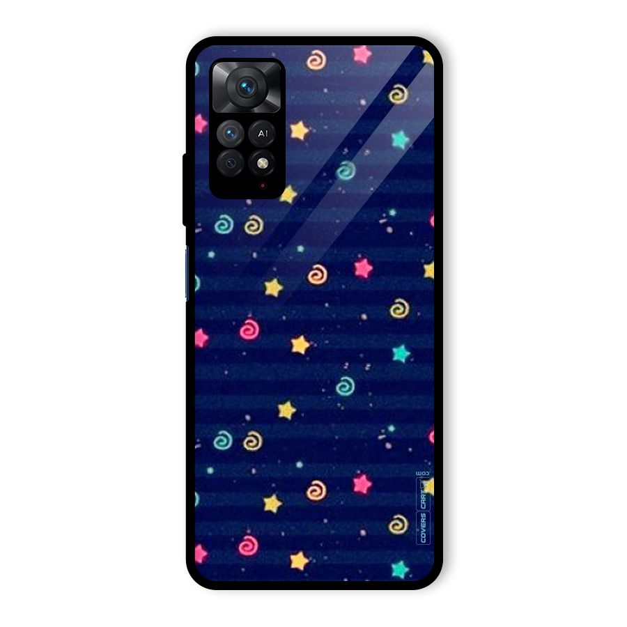 Cute Stars Design Glass Back Case for Redmi Note 11 Pro