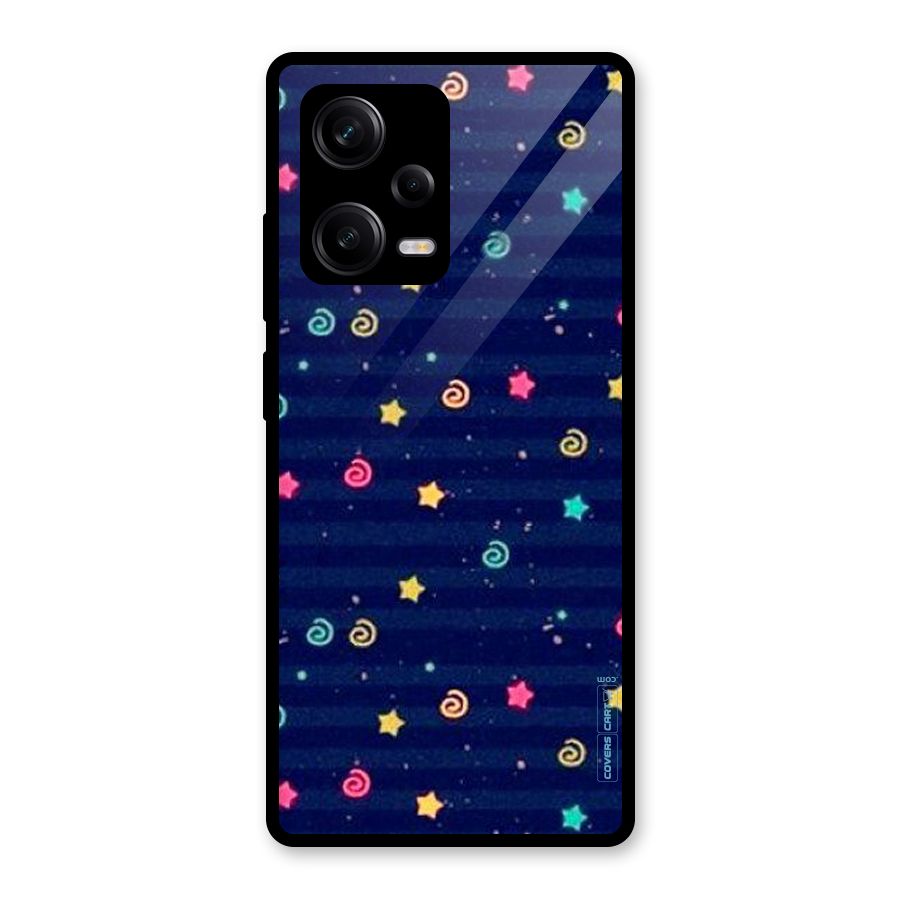 Cute Stars Design Glass Back Case for Redmi Note 12 Pro