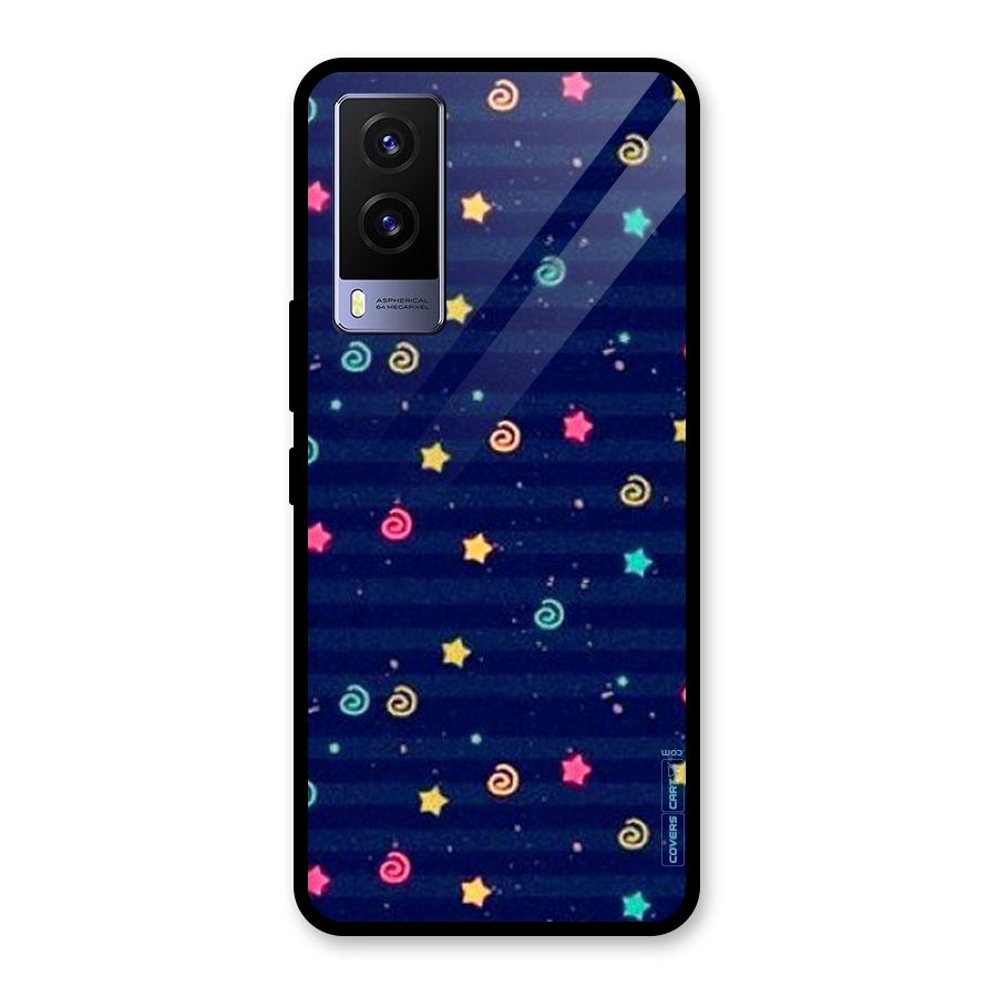 Cute Stars Design Glass Back Case for Vivo V21e 5G