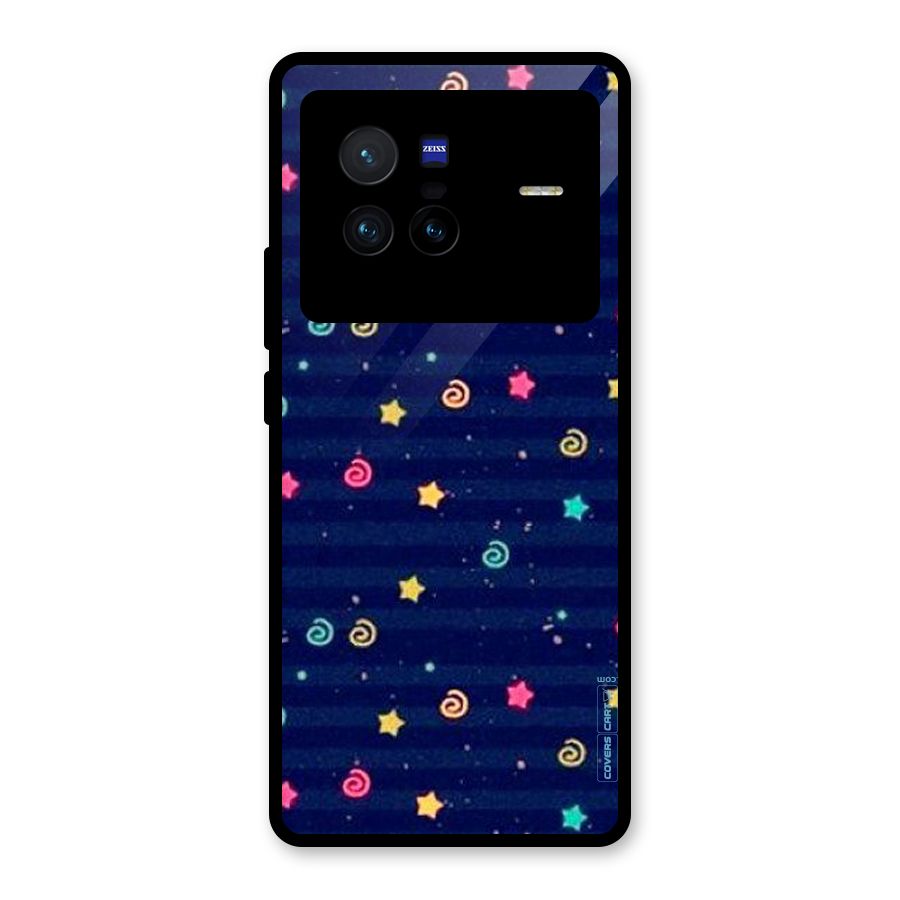 Cute Stars Design Glass Back Case for Vivo X80