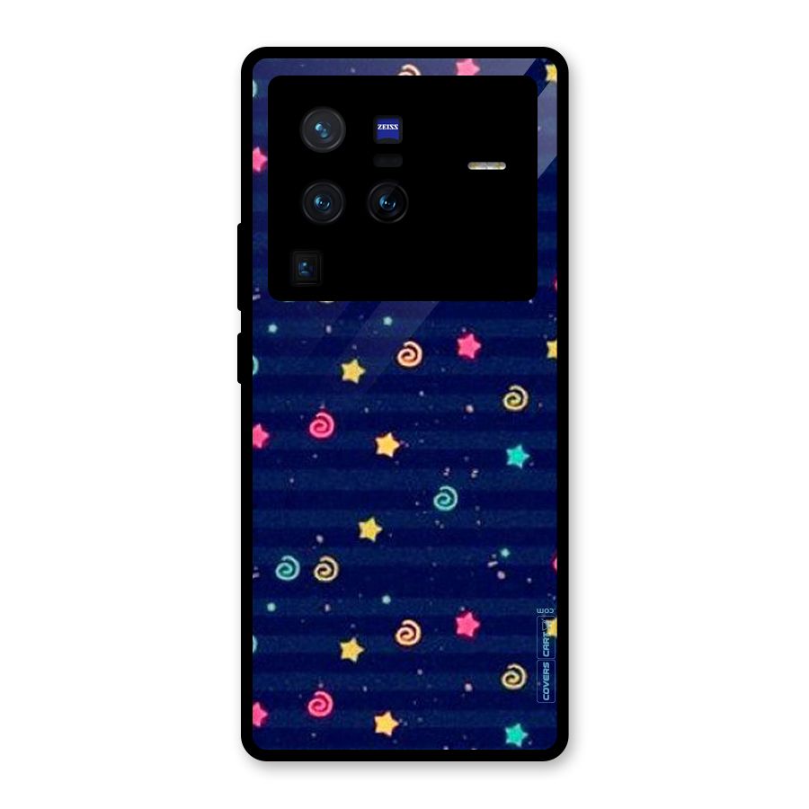 Cute Stars Design Glass Back Case for Vivo X80 Pro