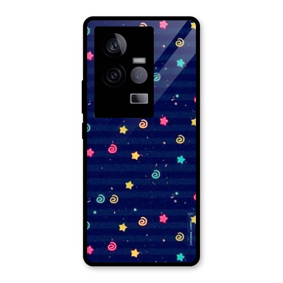 Cute Stars Design Glass Back Case for Vivo iQOO 11 5G