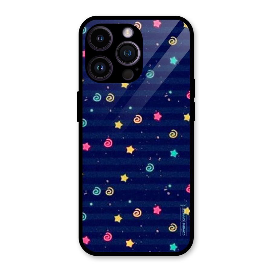 Cute Stars Design Glass Back Case for iPhone 14 Pro Max