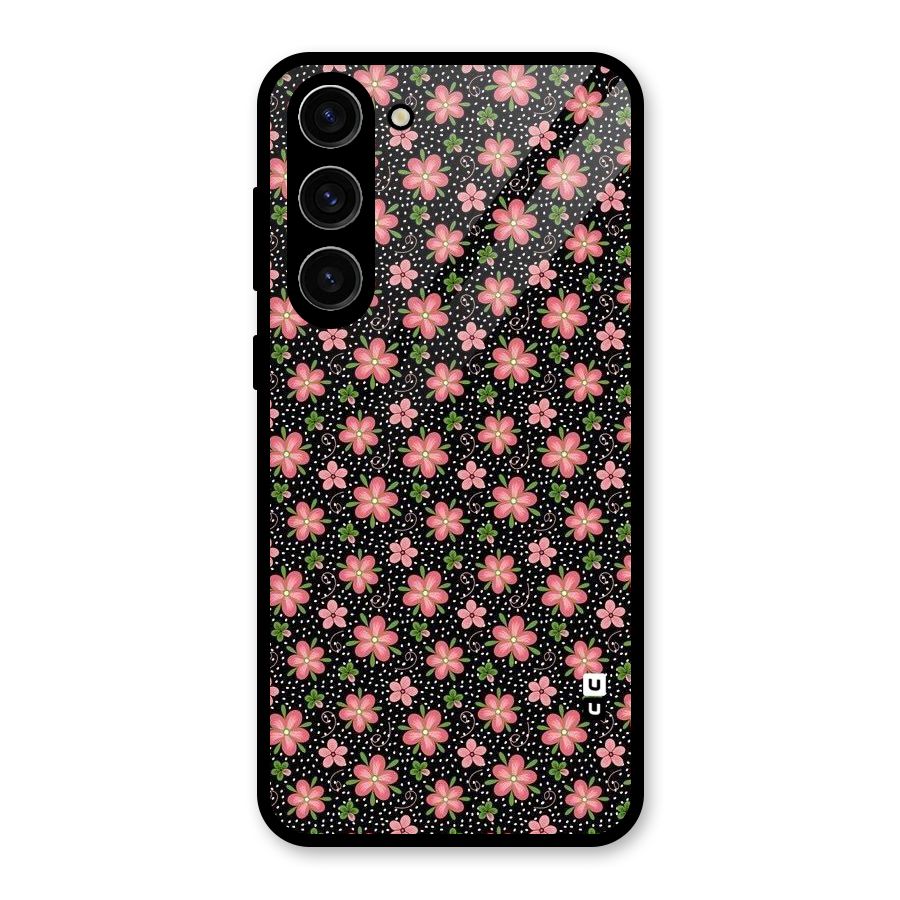 Cute Tiny Flowers Glass Back Case for Galaxy S23 Plus