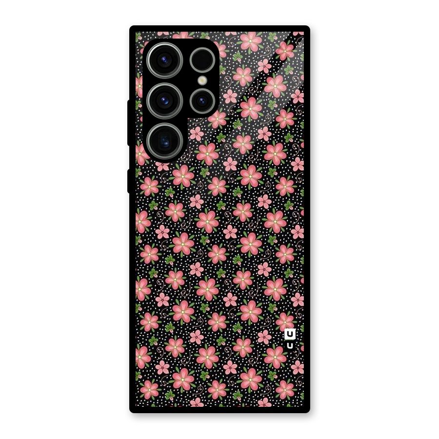 Cute Tiny Flowers Glass Back Case for Galaxy S23 Ultra