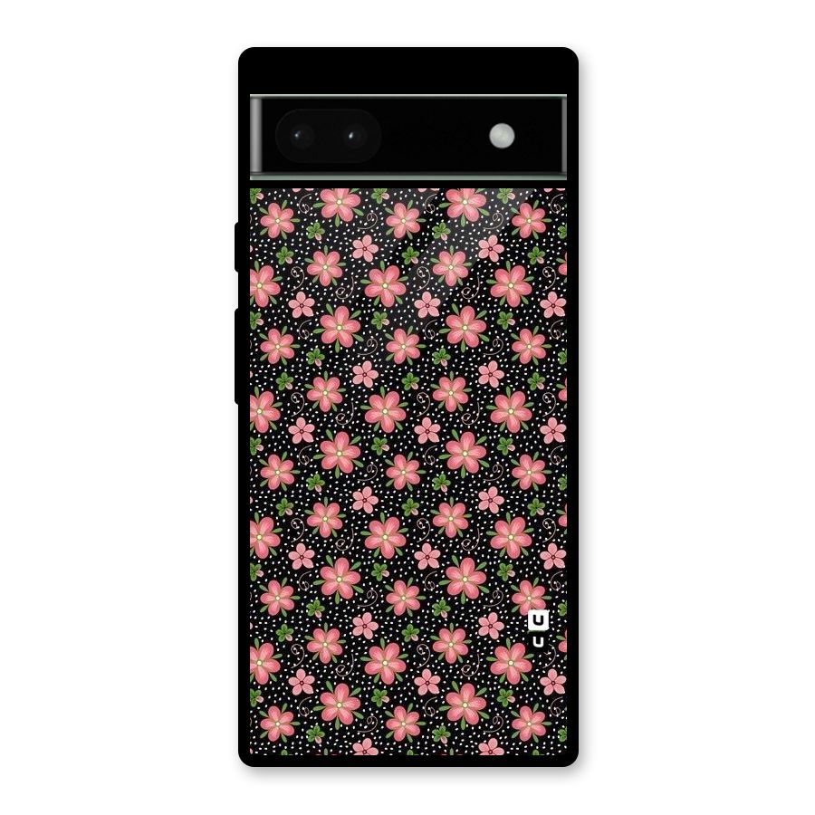 Cute Tiny Flowers Glass Back Case for Google Pixel 6a