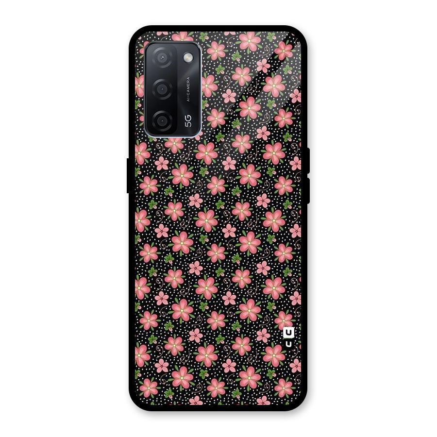 Cute Tiny Flowers Glass Back Case for Oppo A53s 5G