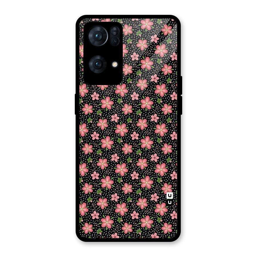 Cute Tiny Flowers Glass Back Case for Oppo Reno7 Pro 5G