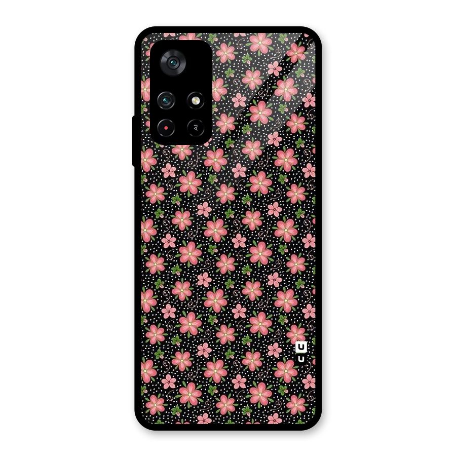 Cute Tiny Flowers Glass Back Case for Poco M4 Pro 5G