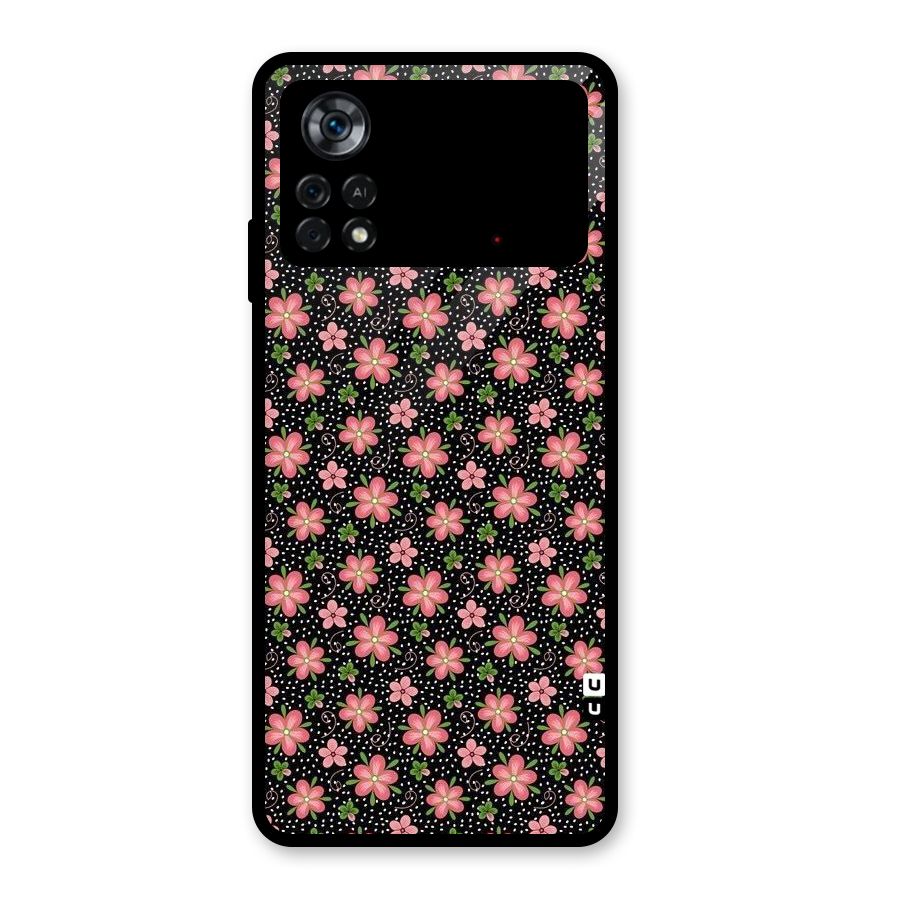 Cute Tiny Flowers Glass Back Case for Poco X4 Pro 5G