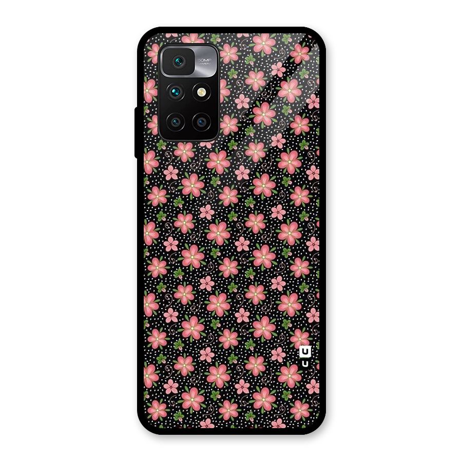 Cute Tiny Flowers Glass Back Case for Redmi 10 Prime