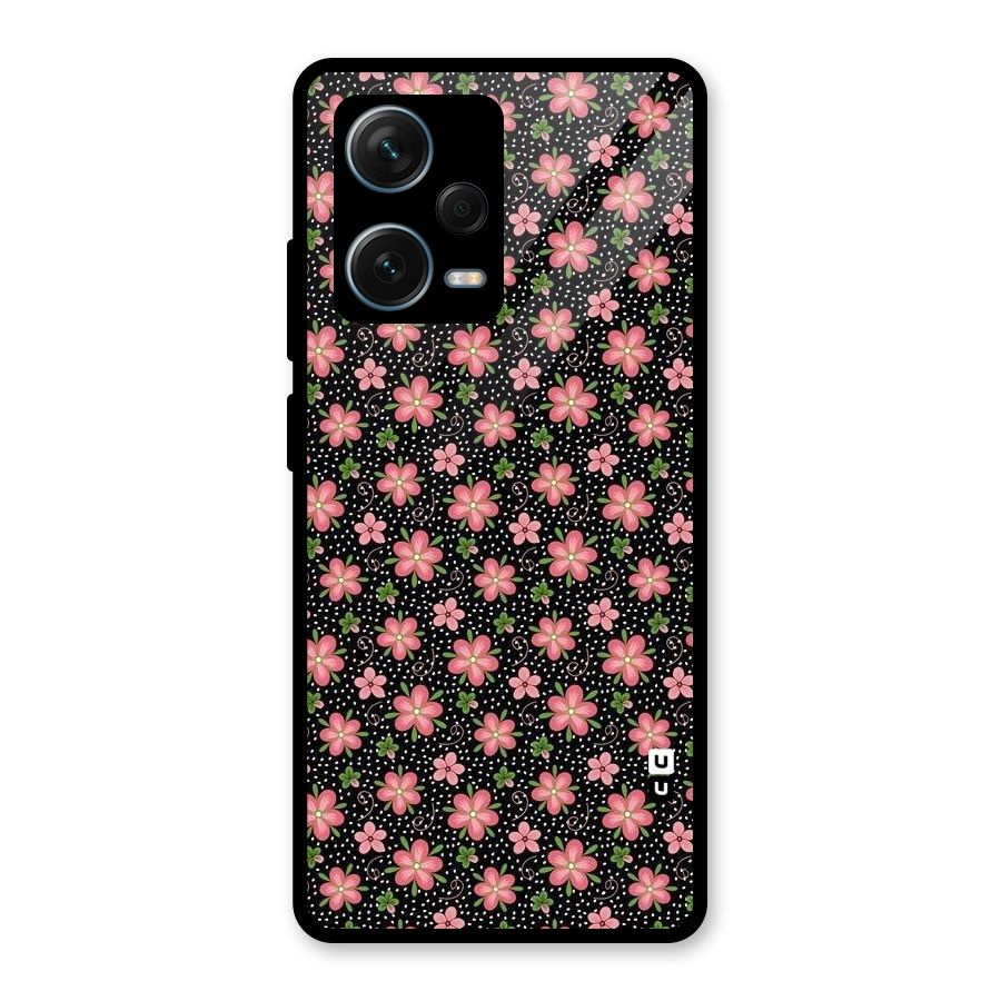 Cute Tiny Flowers Glass Back Case for Redmi Note 12 Pro Plus 5G