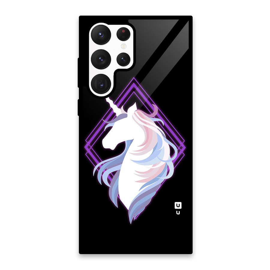 Cute Unicorn Illustration Glass Back Case for Galaxy S22 Ultra 5G