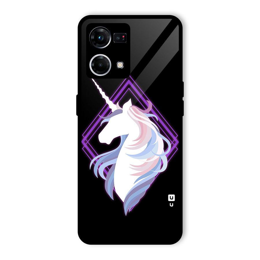 Cute Unicorn Illustration Glass Back Case for Oppo F21s Pro 4G