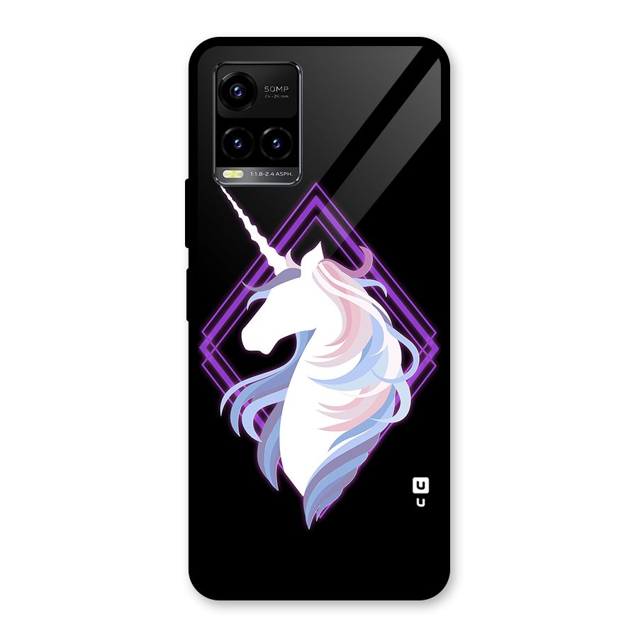 Cute Unicorn Illustration Glass Back Case for Vivo Y33s