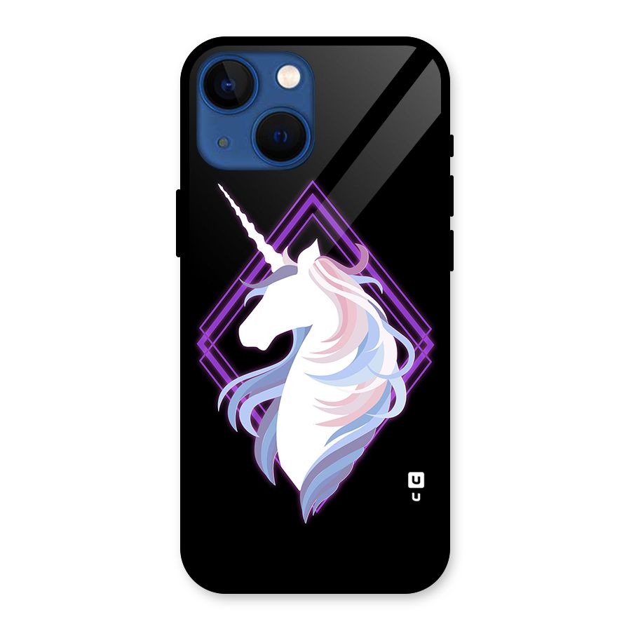 Cute Unicorn Illustration Glass Back Case for iPhone 13 Mini
