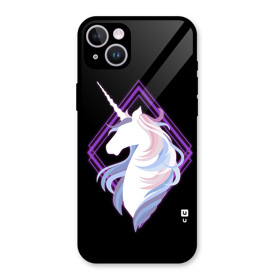 Cute Unicorn Illustration Glass Back Case for iPhone 14 Plus