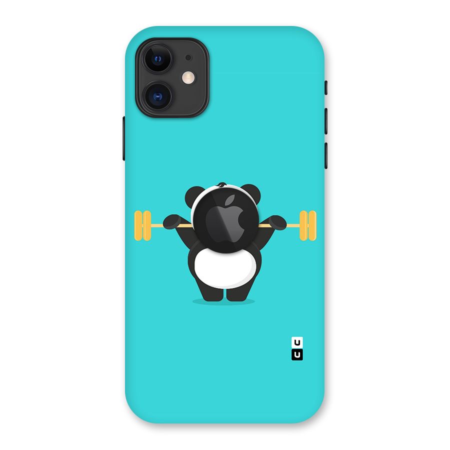 Cute Weightlifting Panda Back Case for iPhone 11 Logo Cut