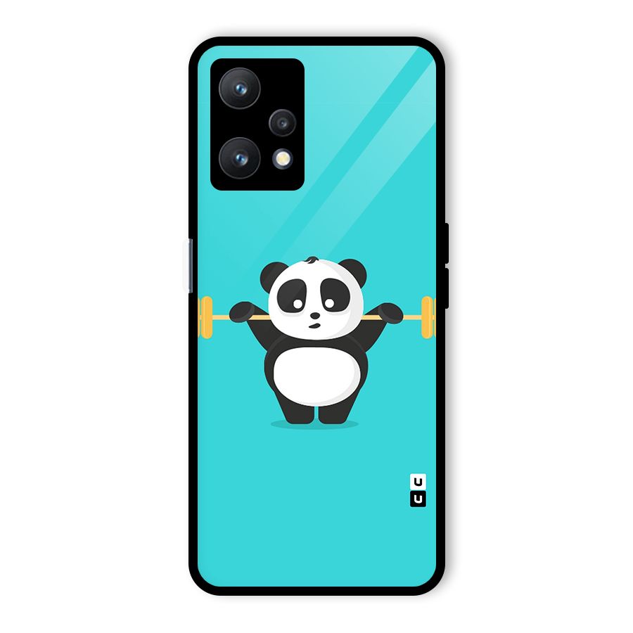 Cute Weightlifting Panda Glass Back Case for Realme 9 Pro 5G