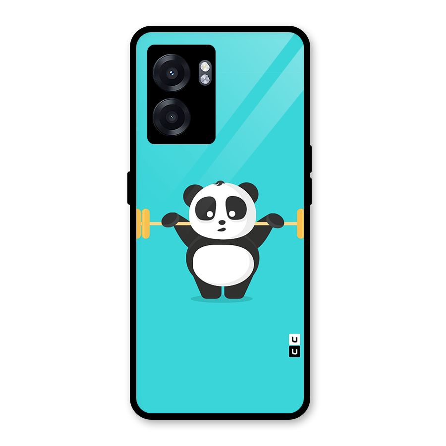 Cute Weightlifting Panda Glass Back Case for Realme Narzo 50 5G