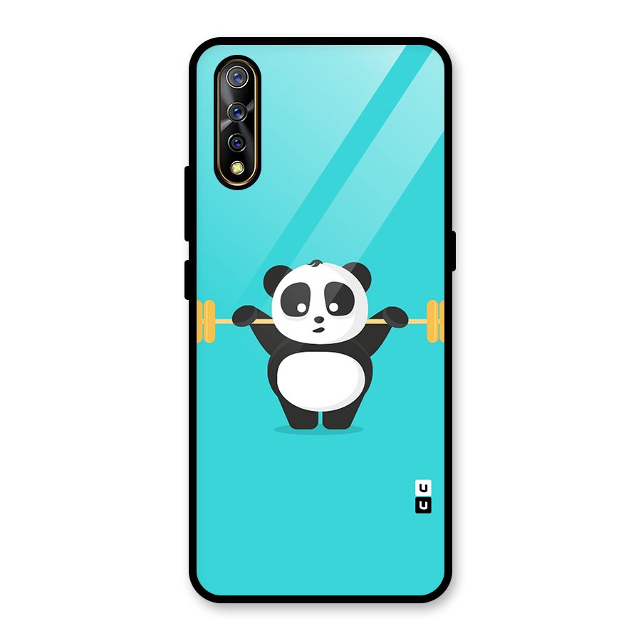 Cute Weightlifting Panda Glass Back Case for Vivo S1