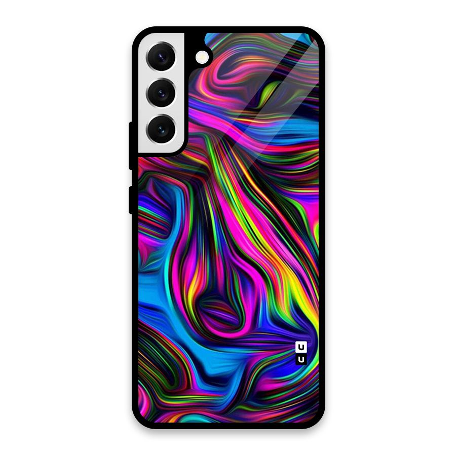 Dark Colorful Oil Abstract Glass Back Case for Galaxy S22 Plus 5G