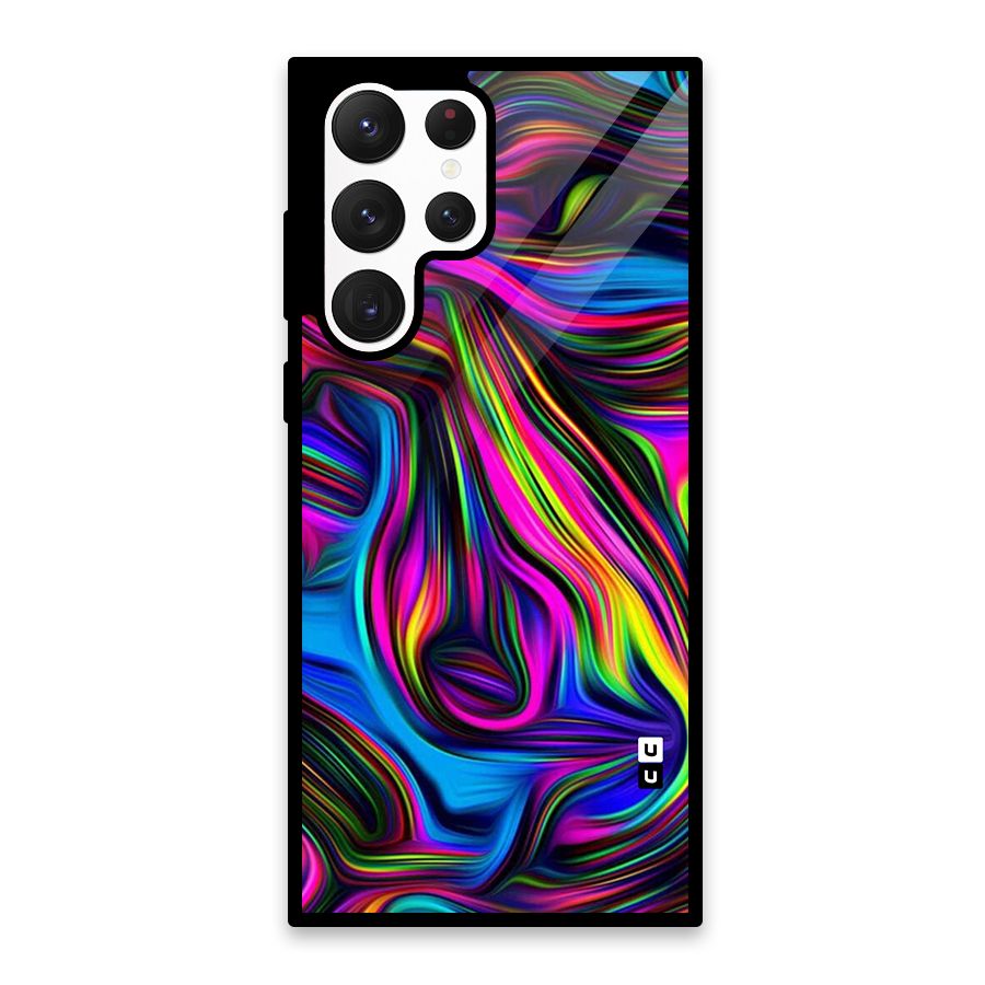 Dark Colorful Oil Abstract Glass Back Case for Galaxy S22 Ultra 5G