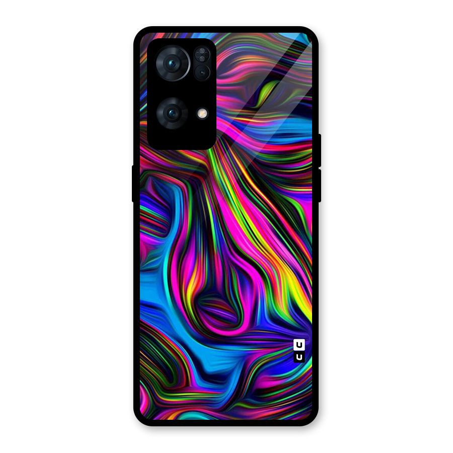Dark Colorful Oil Abstract Glass Back Case for Oppo Reno7 Pro 5G