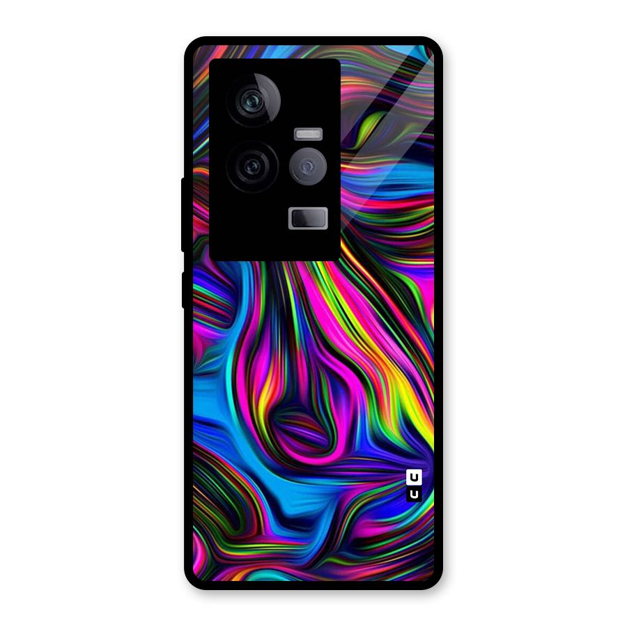 Dark Colorful Oil Abstract Glass Back Case for Vivo iQOO 11 5G