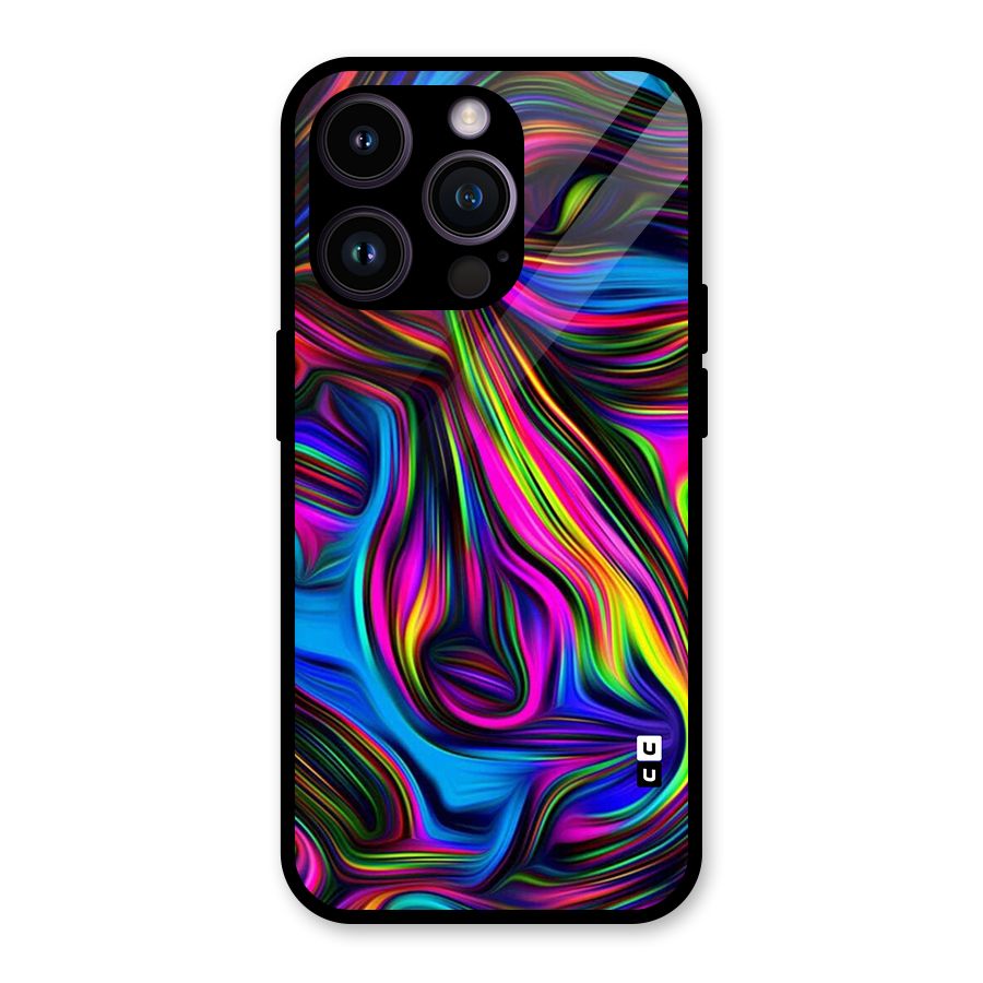 Dark Colorful Oil Abstract Glass Back Case for iPhone 14 Pro