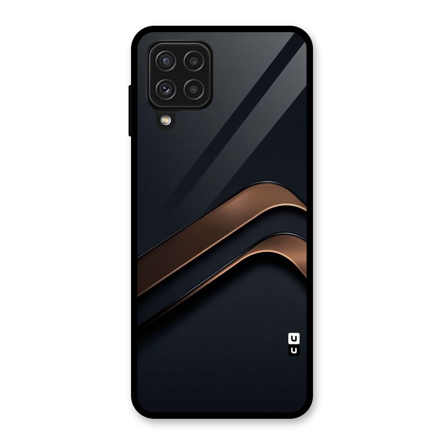 Dark Gold Stripes Glass Back Case for Galaxy A22 4G