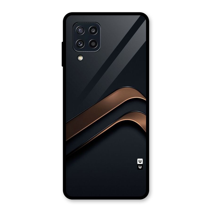 Dark Gold Stripes Glass Back Case for Galaxy M32