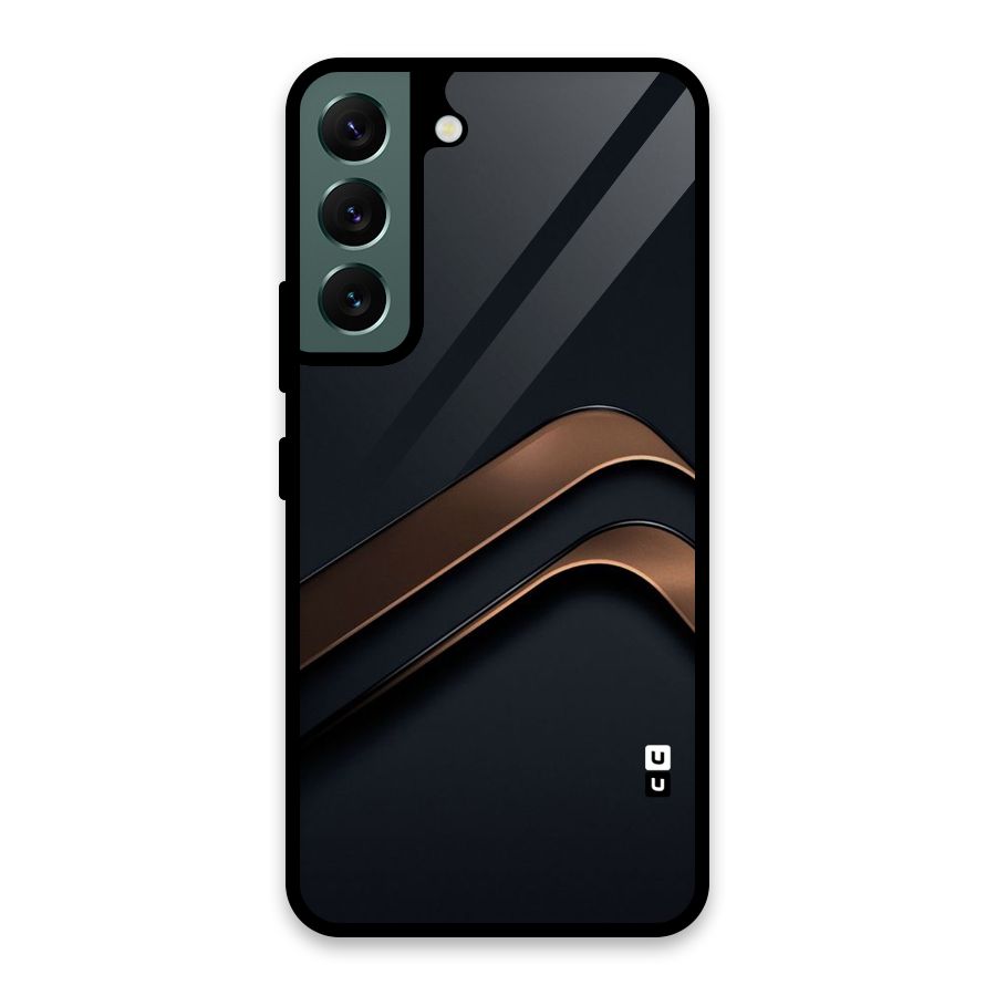 Dark Gold Stripes Glass Back Case for Galaxy S22 5G