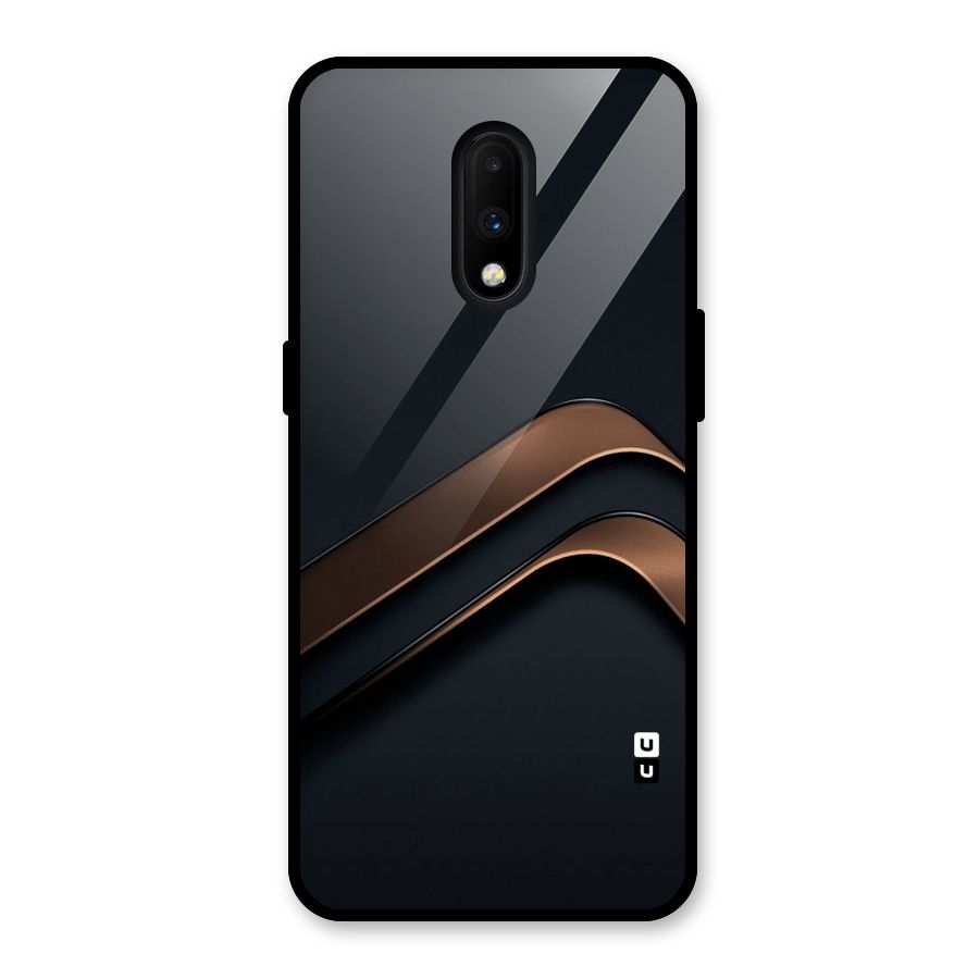Dark Gold Stripes Glass Back Case for OnePlus 7