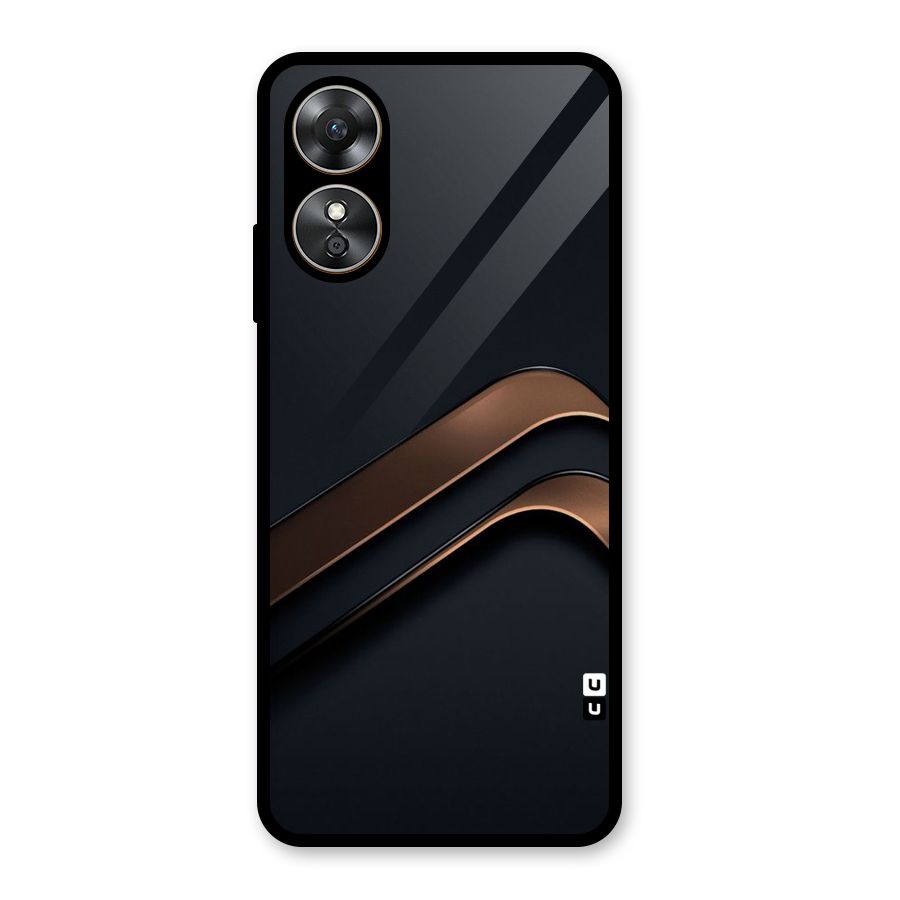 Dark Gold Stripes Glass Back Case for Oppo A17