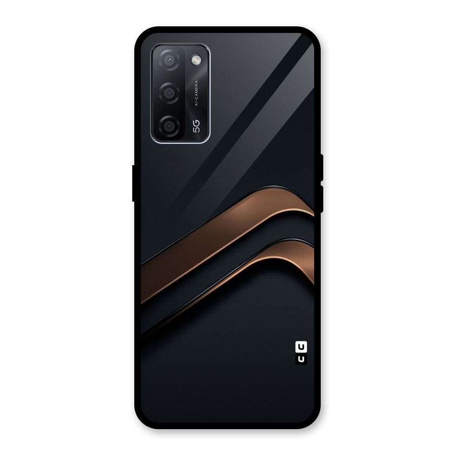 Dark Gold Stripes Glass Back Case for Oppo A53s 5G