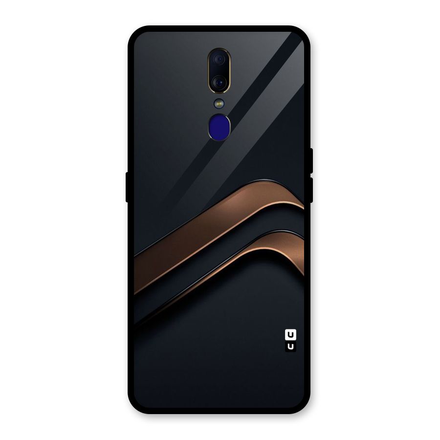 Dark Gold Stripes Glass Back Case for Oppo F11