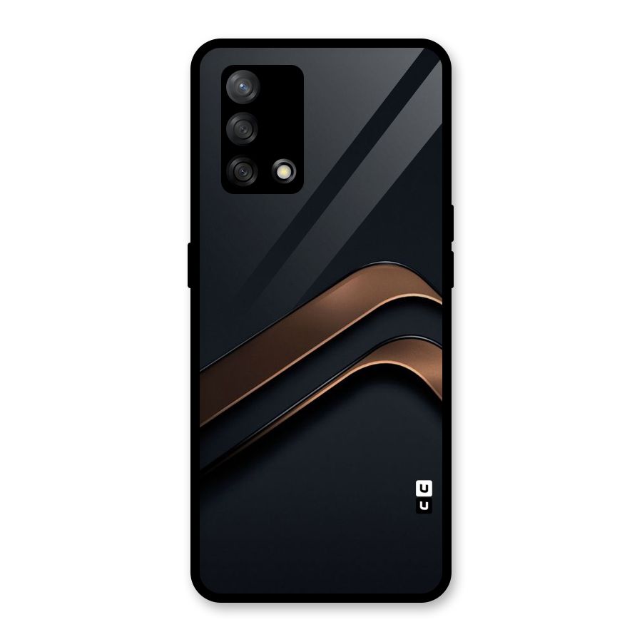 Dark Gold Stripes Glass Back Case for Oppo F19