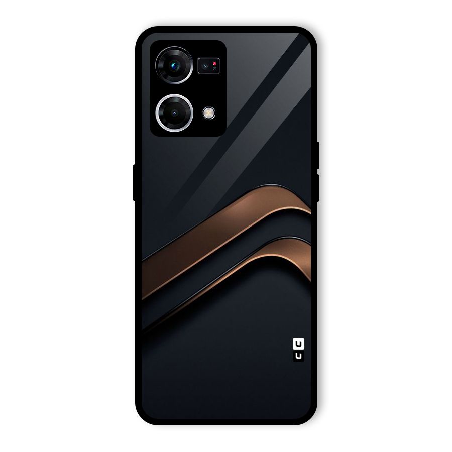 Dark Gold Stripes Glass Back Case for Oppo F21 Pro 5G