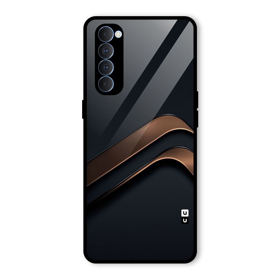 Dark Gold Stripes Glass Back Case for Oppo Reno4 Pro