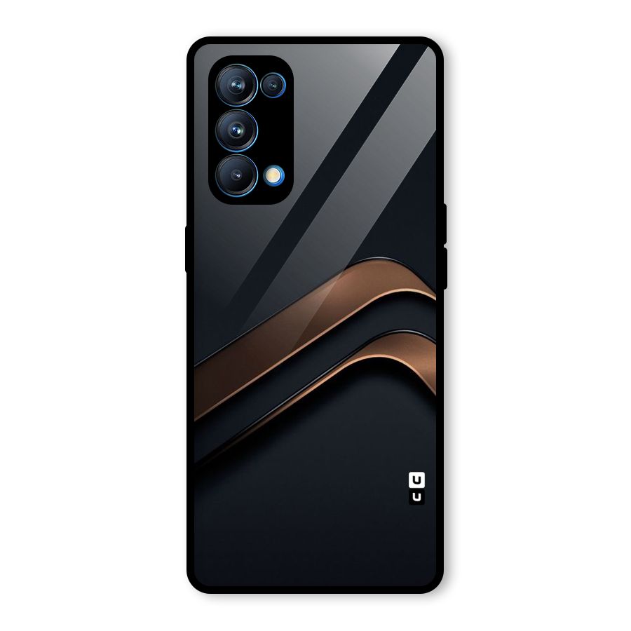 Dark Gold Stripes Glass Back Case for Oppo Reno5 Pro 5G