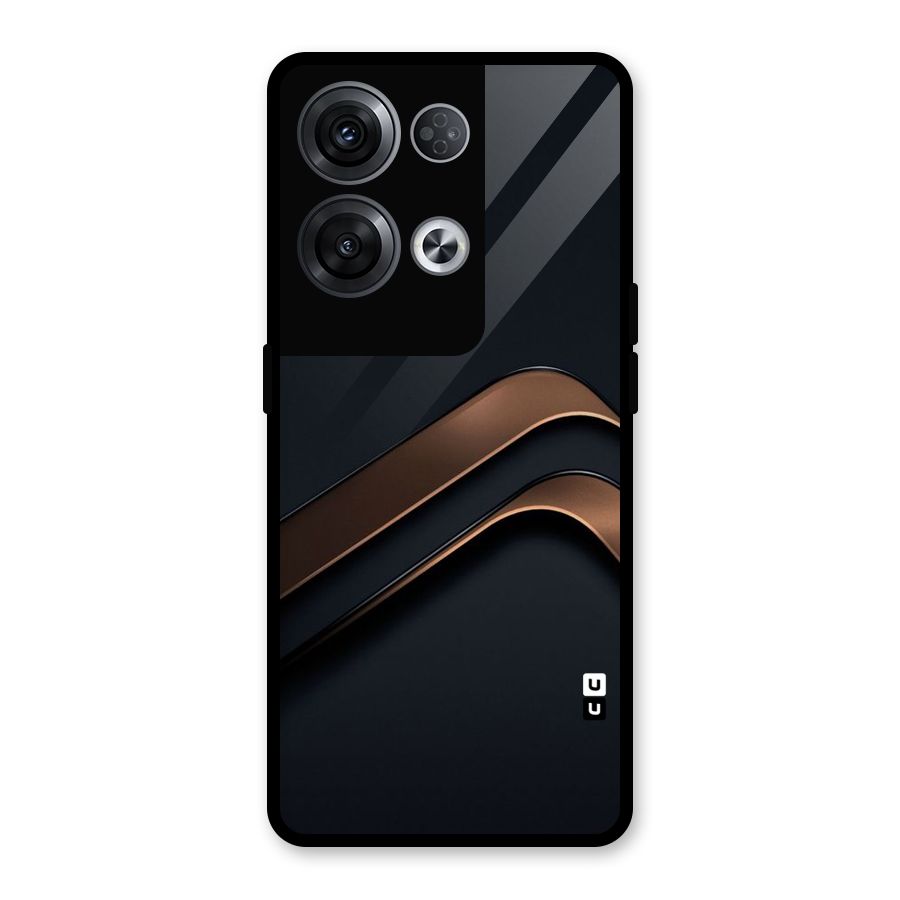 Dark Gold Stripes Glass Back Case for Oppo Reno8 Pro 5G