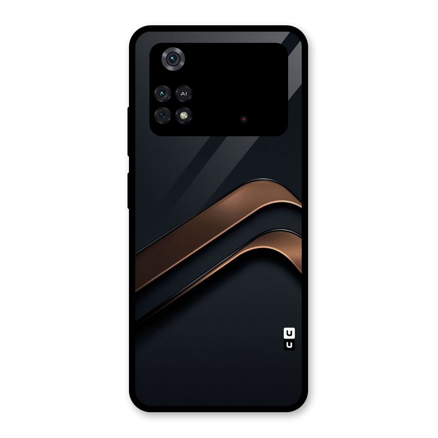 Dark Gold Stripes Glass Back Case for Poco M4 Pro 4G