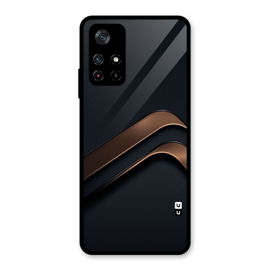 Dark Gold Stripes Glass Back Case for Poco M4 Pro 5G