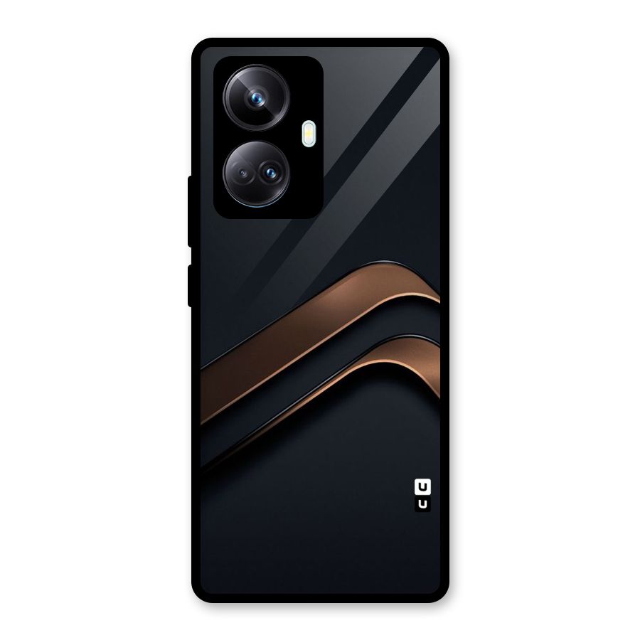 Dark Gold Stripes Glass Back Case for Realme 10 Pro Plus