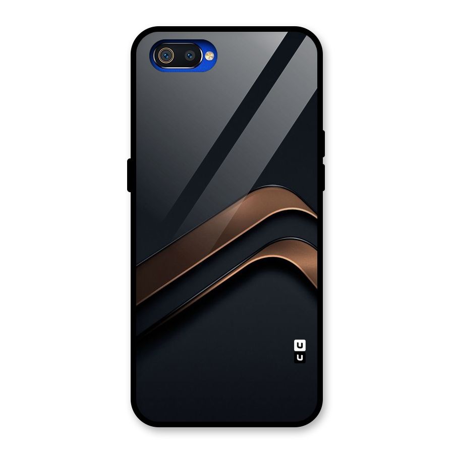 Dark Gold Stripes Glass Back Case for Realme C2