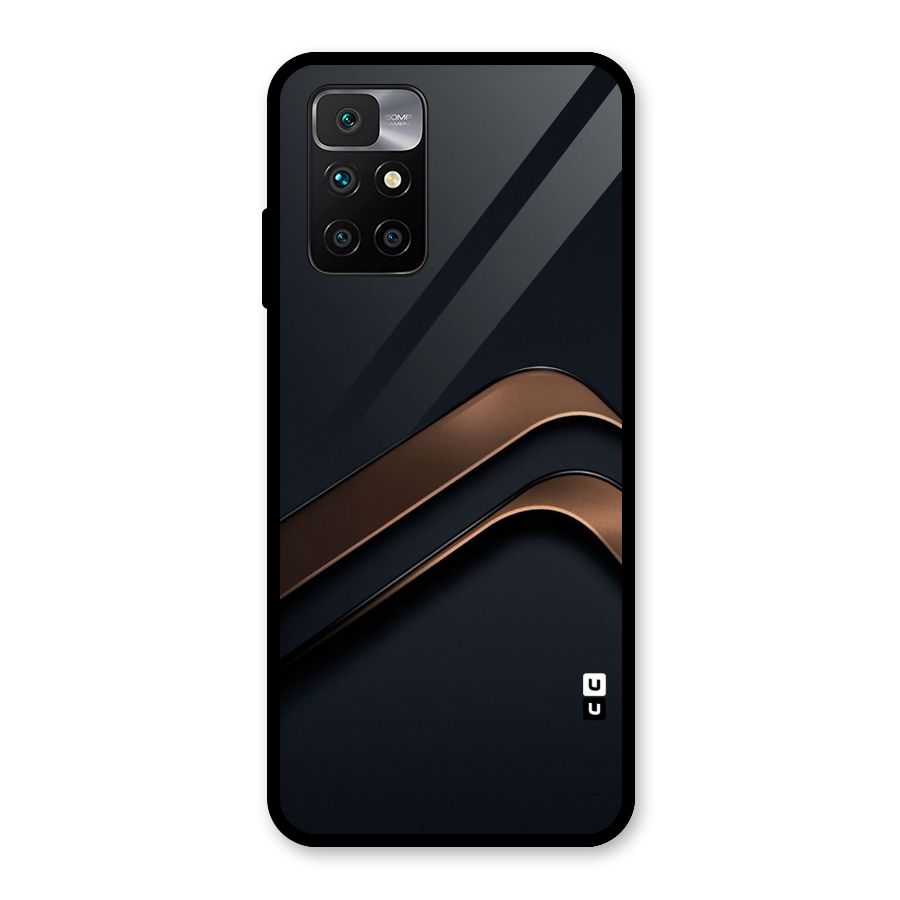 Dark Gold Stripes Glass Back Case for Redmi 10 Prime