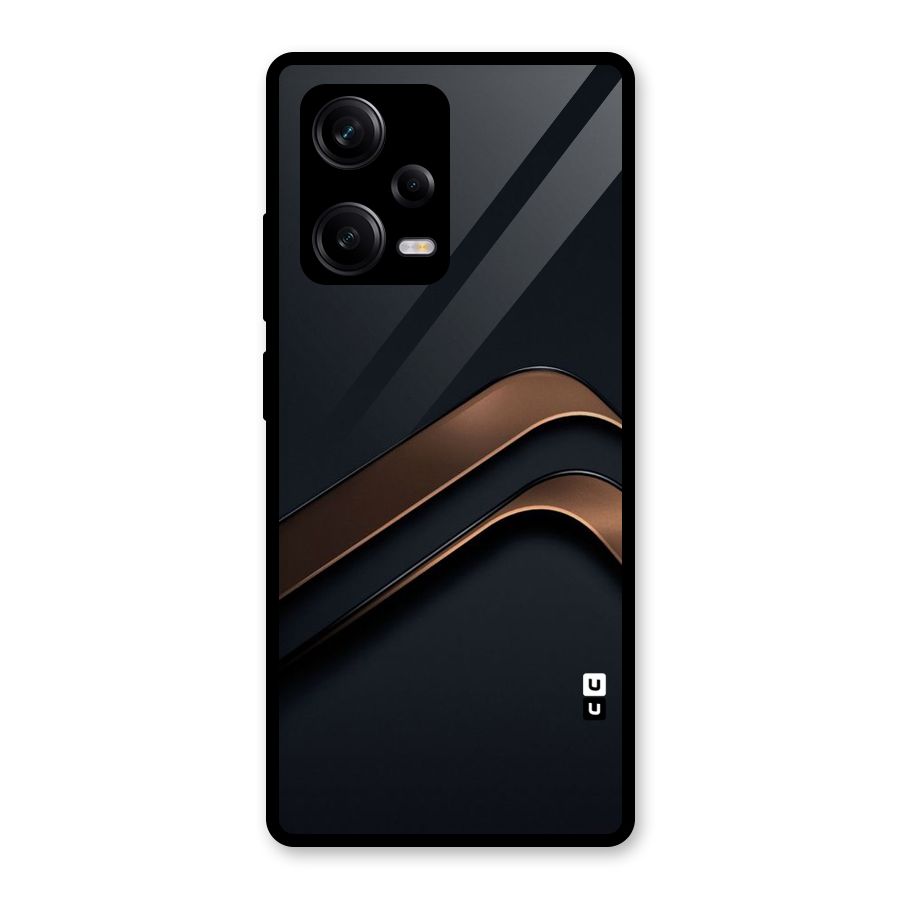 Dark Gold Stripes Glass Back Case for Redmi Note 12 Pro