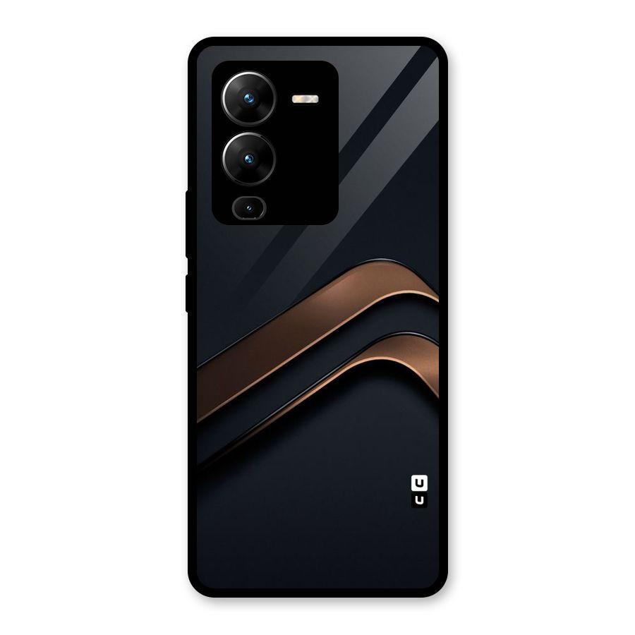 Dark Gold Stripes Glass Back Case for Vivo V25 Pro